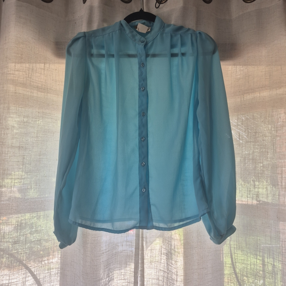 Elegant Blue Sheer Women's Top